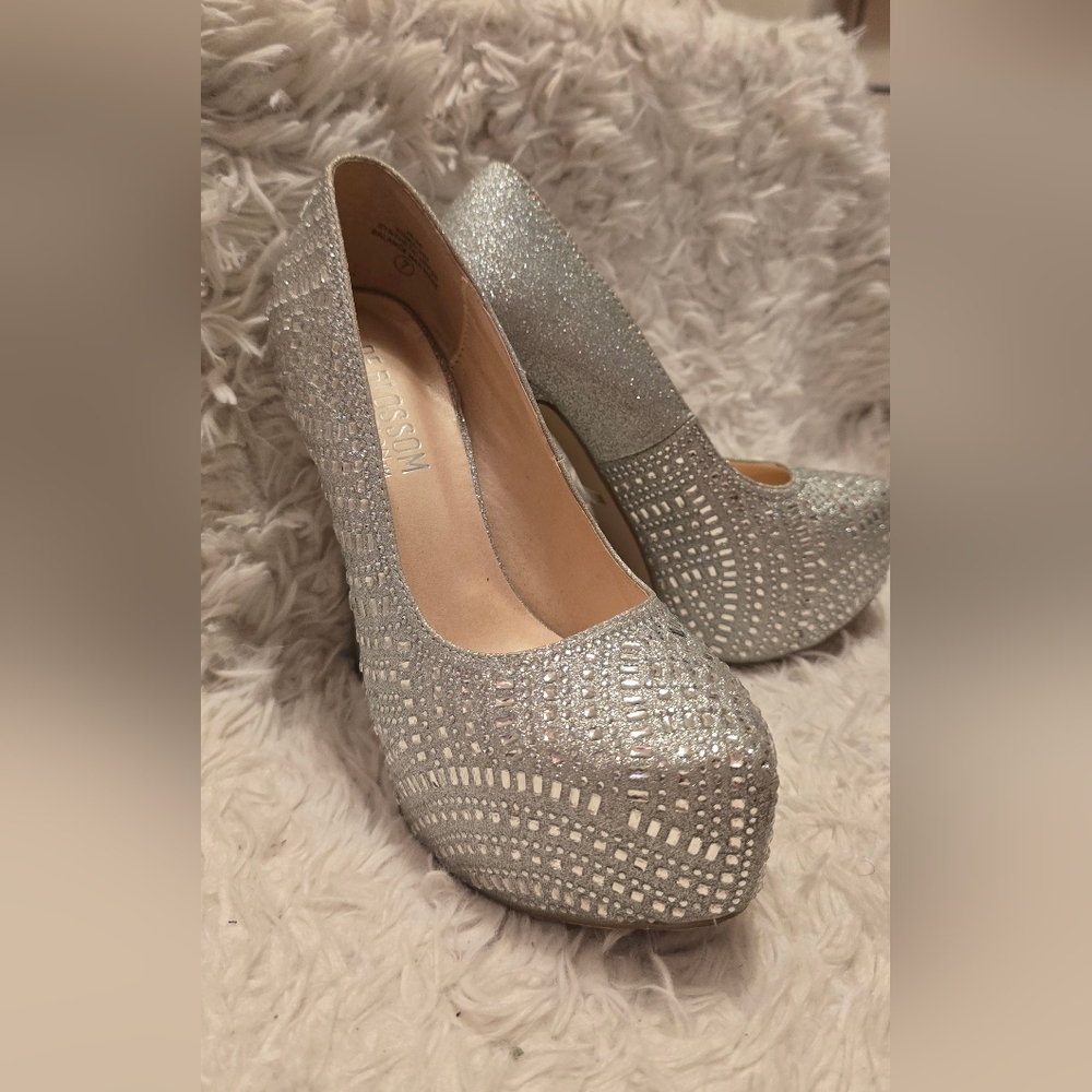 Elegant Silver Glitter Heels